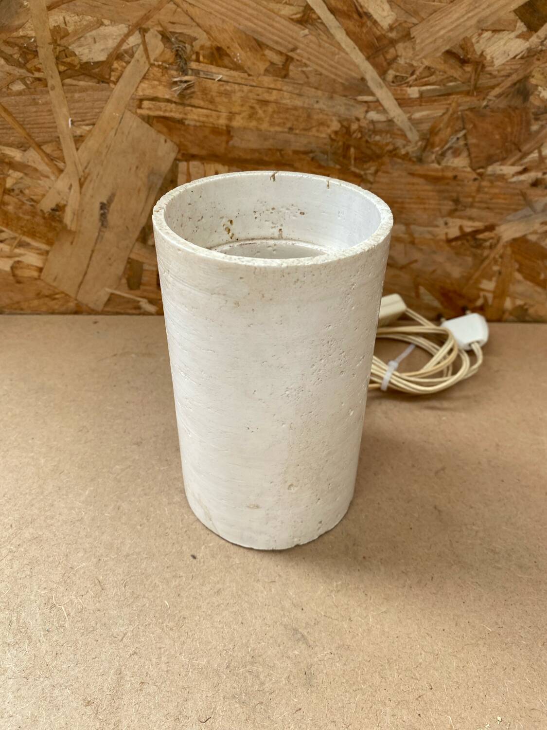 Antique vintage polished stone cylinder lamp