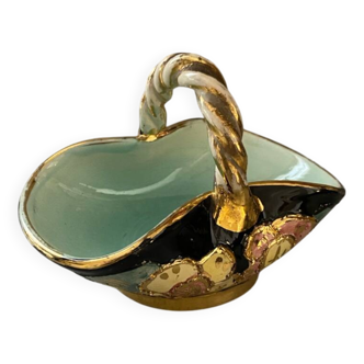Small ceramic vase pot from Vallauris vintage blue flower
