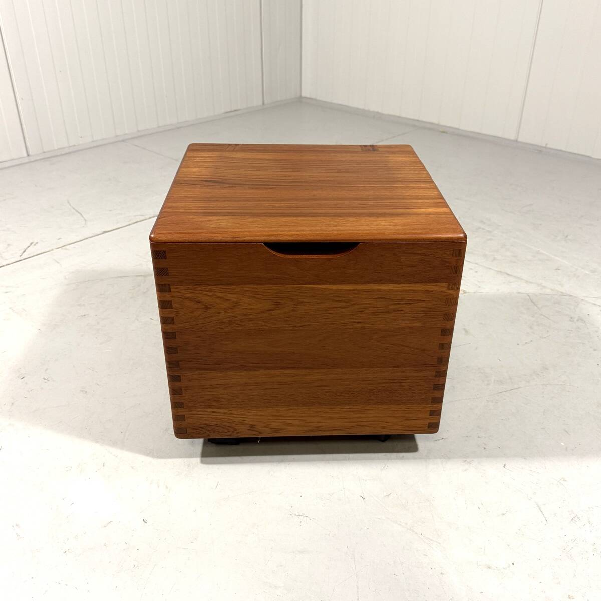 Salin Nyborg teak storage box side table on wheels, Denmark 1960’s