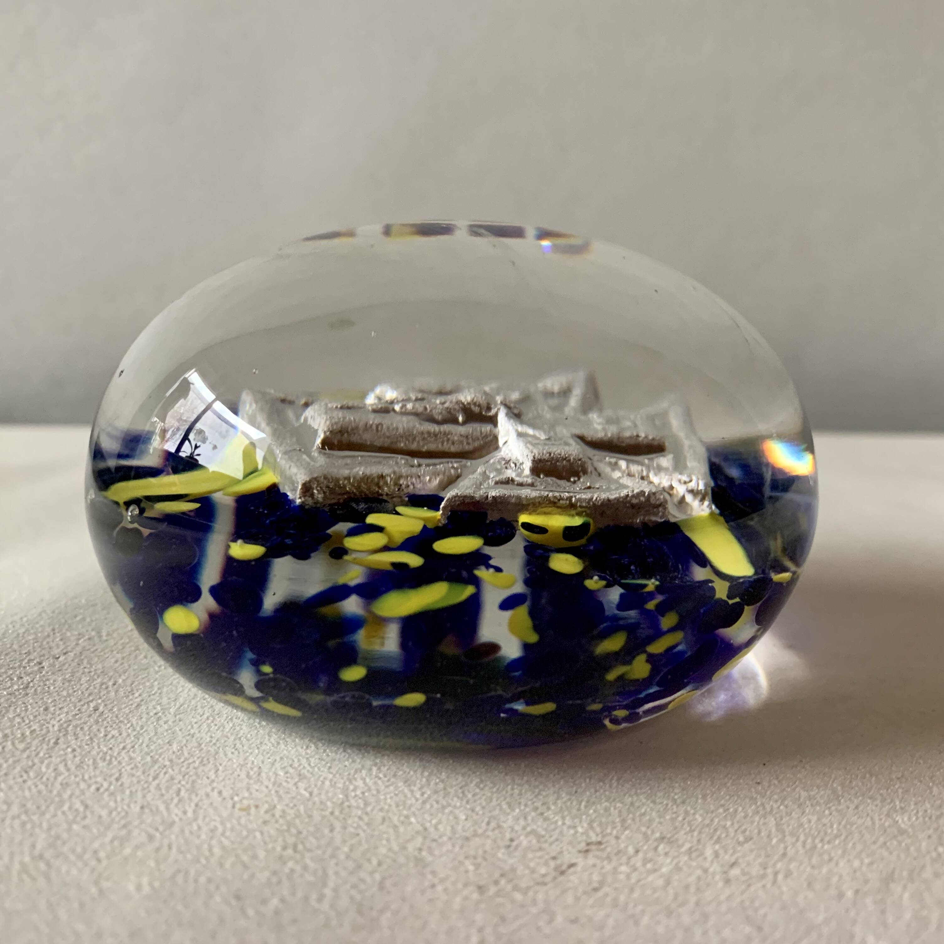 Antique sulfide paperweight - Cross of Jesus