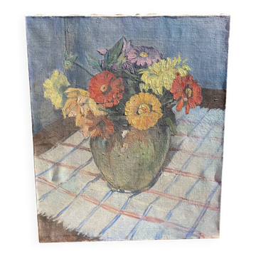 Still life bouquet A.L Murgier, old painting flowers