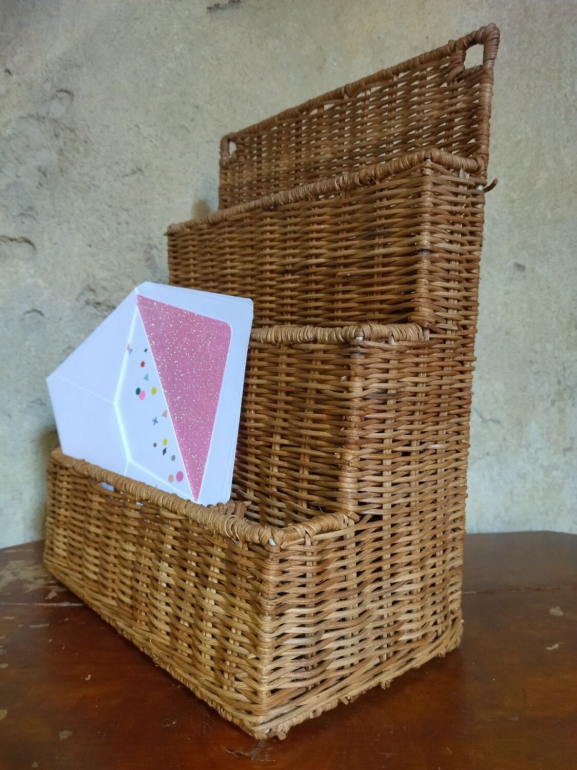 Vintage wicker wall basket