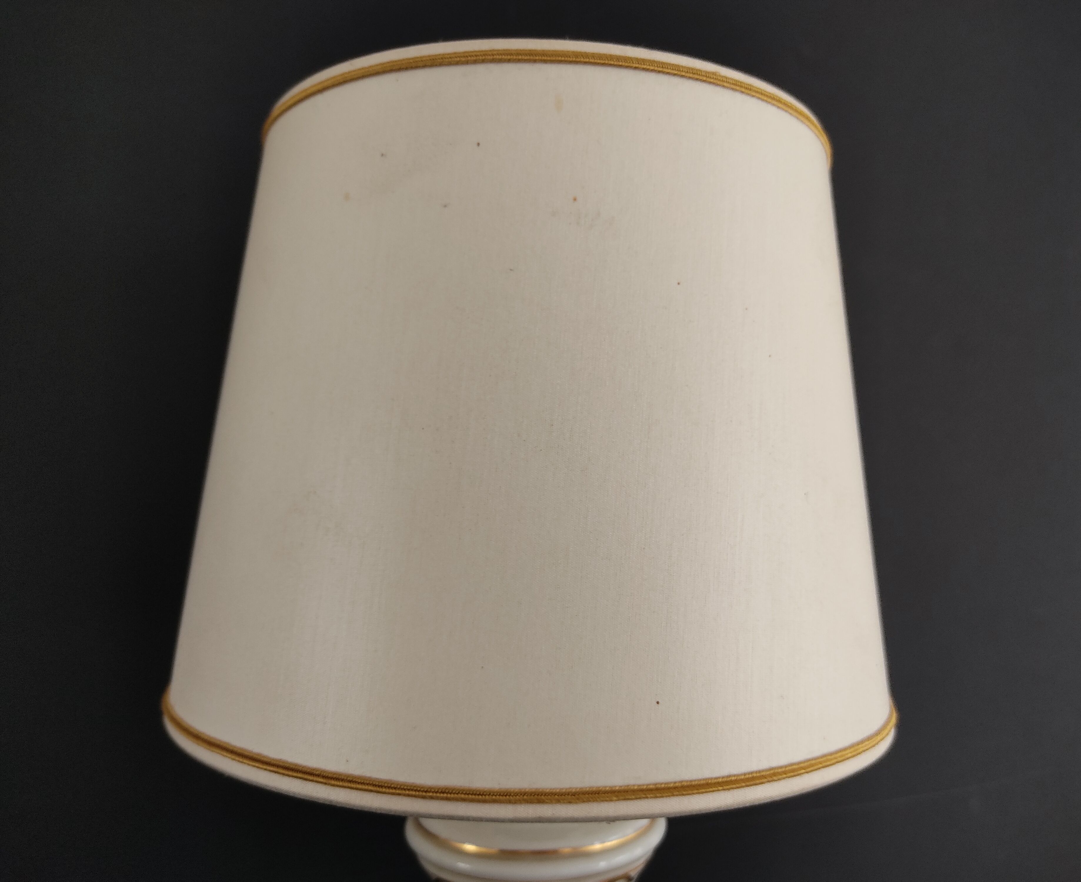 White opaline lamp gilded decoration