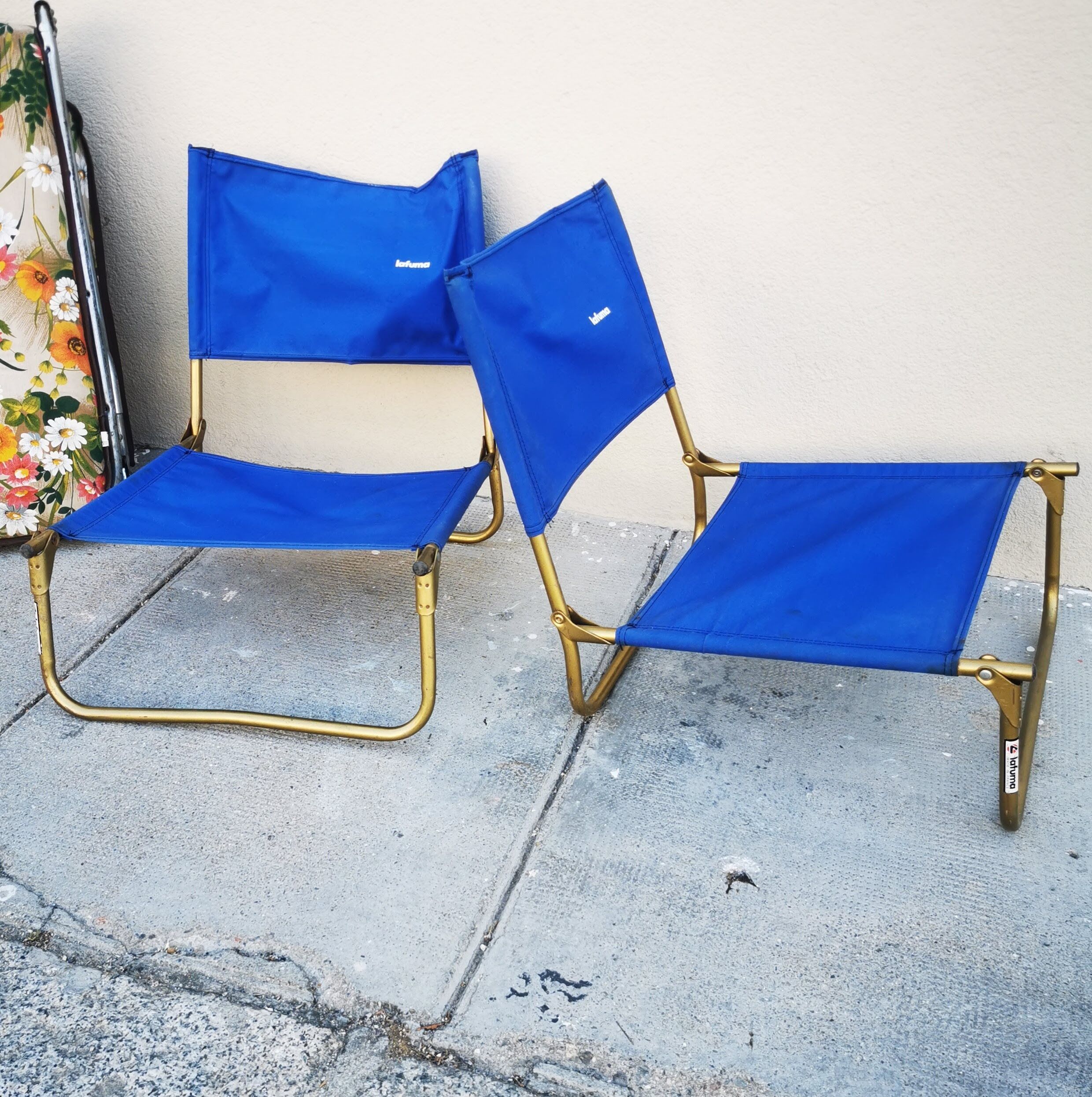 Pair of lafuma beach folding chairs