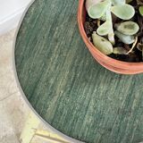 Vintage stool in solid oak green seat