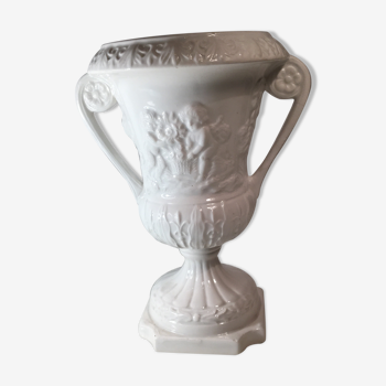 Vases "Medicis" balustre with two white ceramic handles