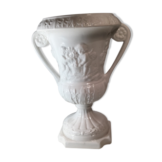 Vases "Medicis" balustre with two white ceramic handles