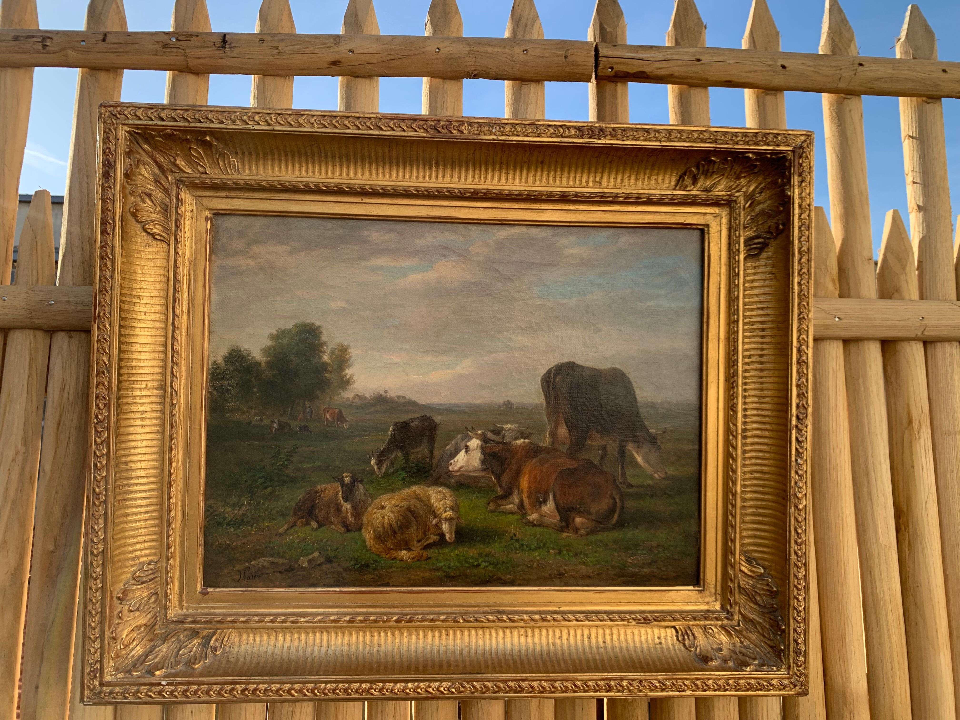 The herd. oil on canvas xixth j Paris