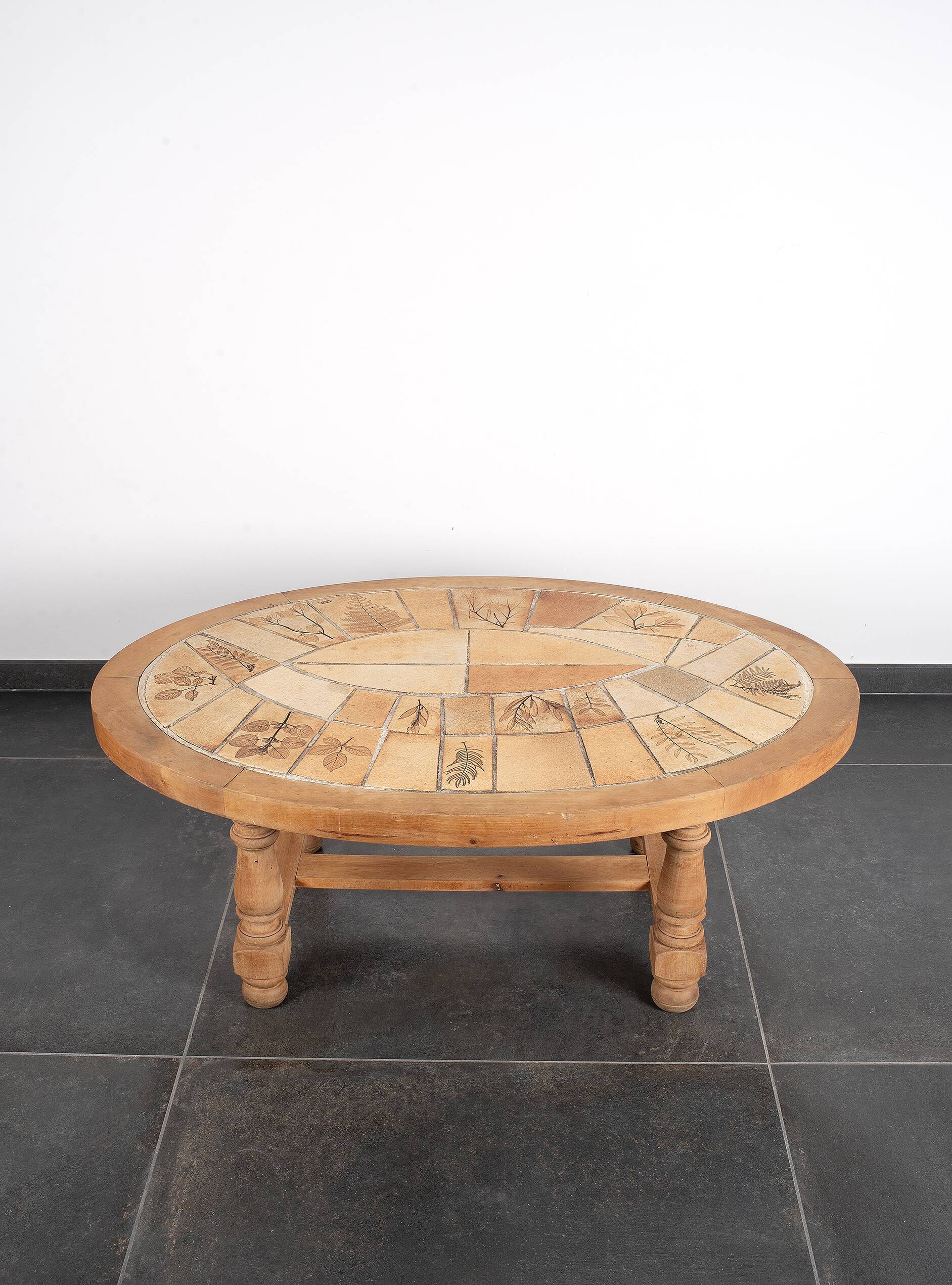 Vallauris wooden and ceramic coffee table