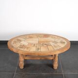 Vallauris wooden and ceramic coffee table