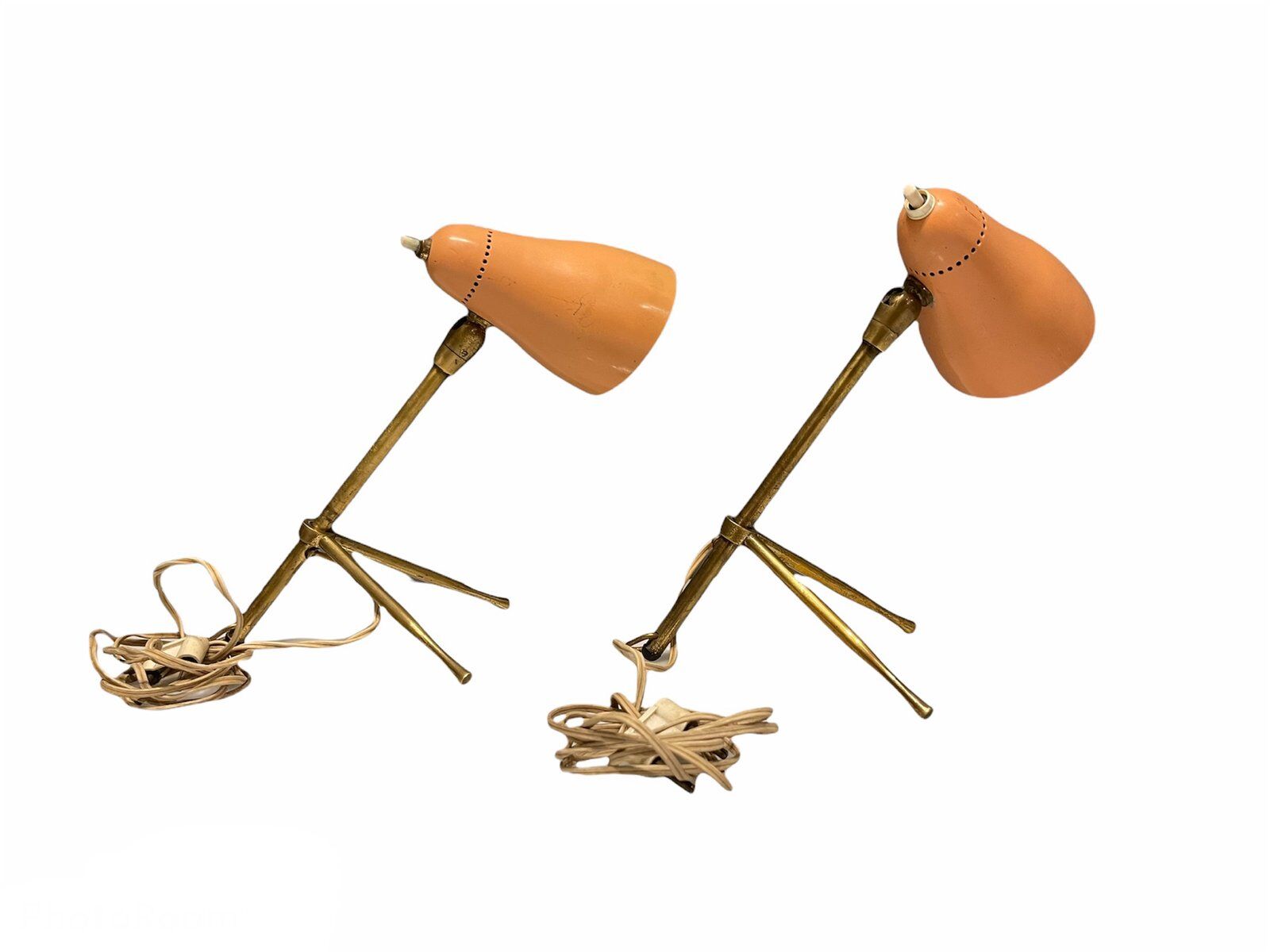 Pink Bronze Table Lamps by Giuseppe Ostuni for Oluce, 1950s, Set of 2