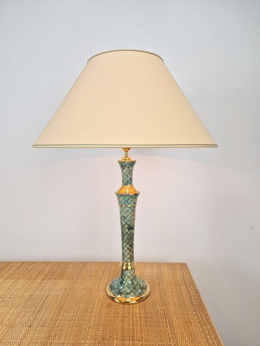 Regency Glazed Ceramic Table Lamp, Italy, 1970s
