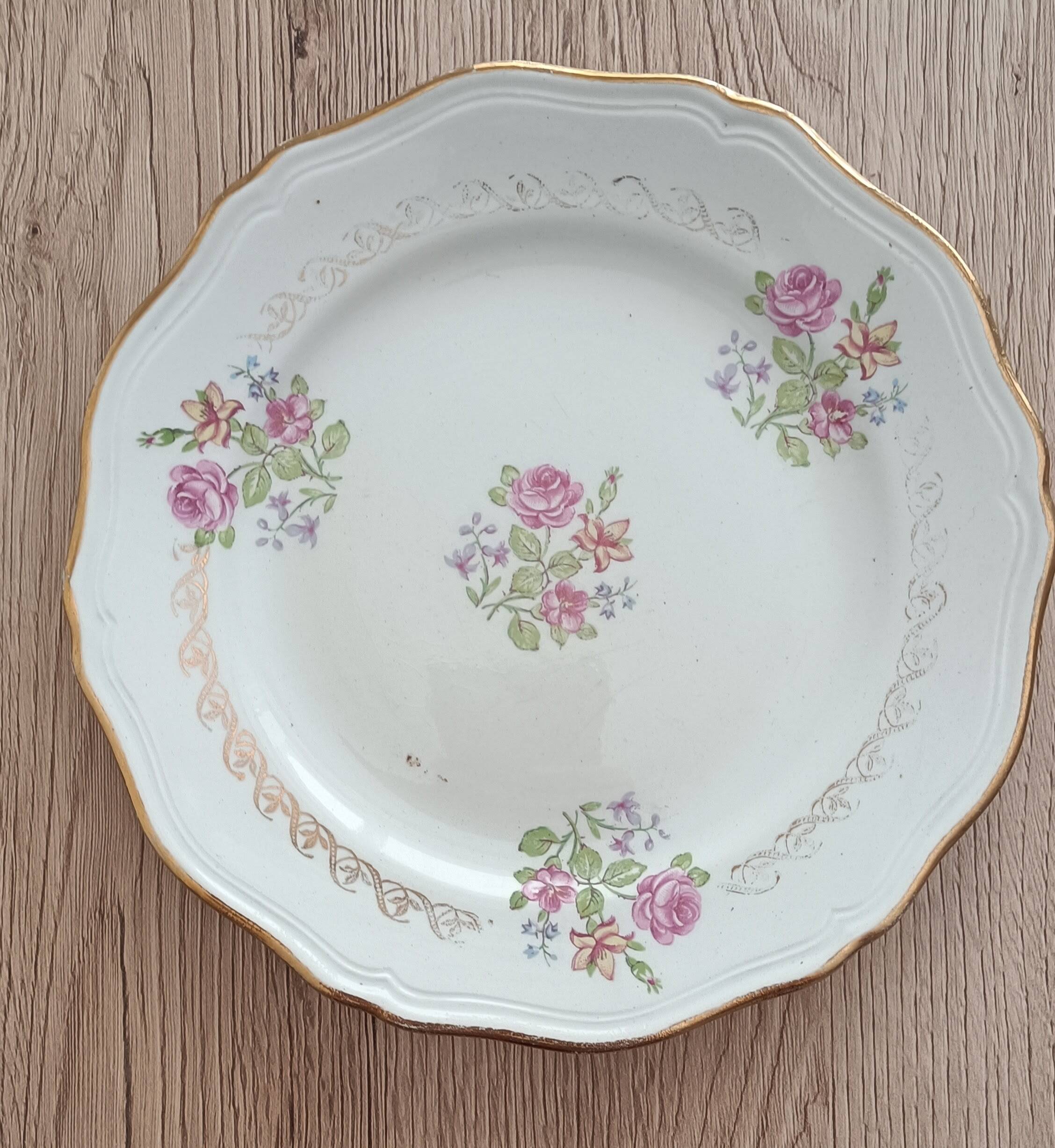 Set of flat dessert service and 6 plates l'Amandinoise St-Amand