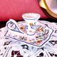 Handcrafted enameled ceramic candle holder signed vintage Rouen style decor