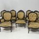 Set of eight Napoleon III style Louis XV armchairs in rosewood, 20th century.
