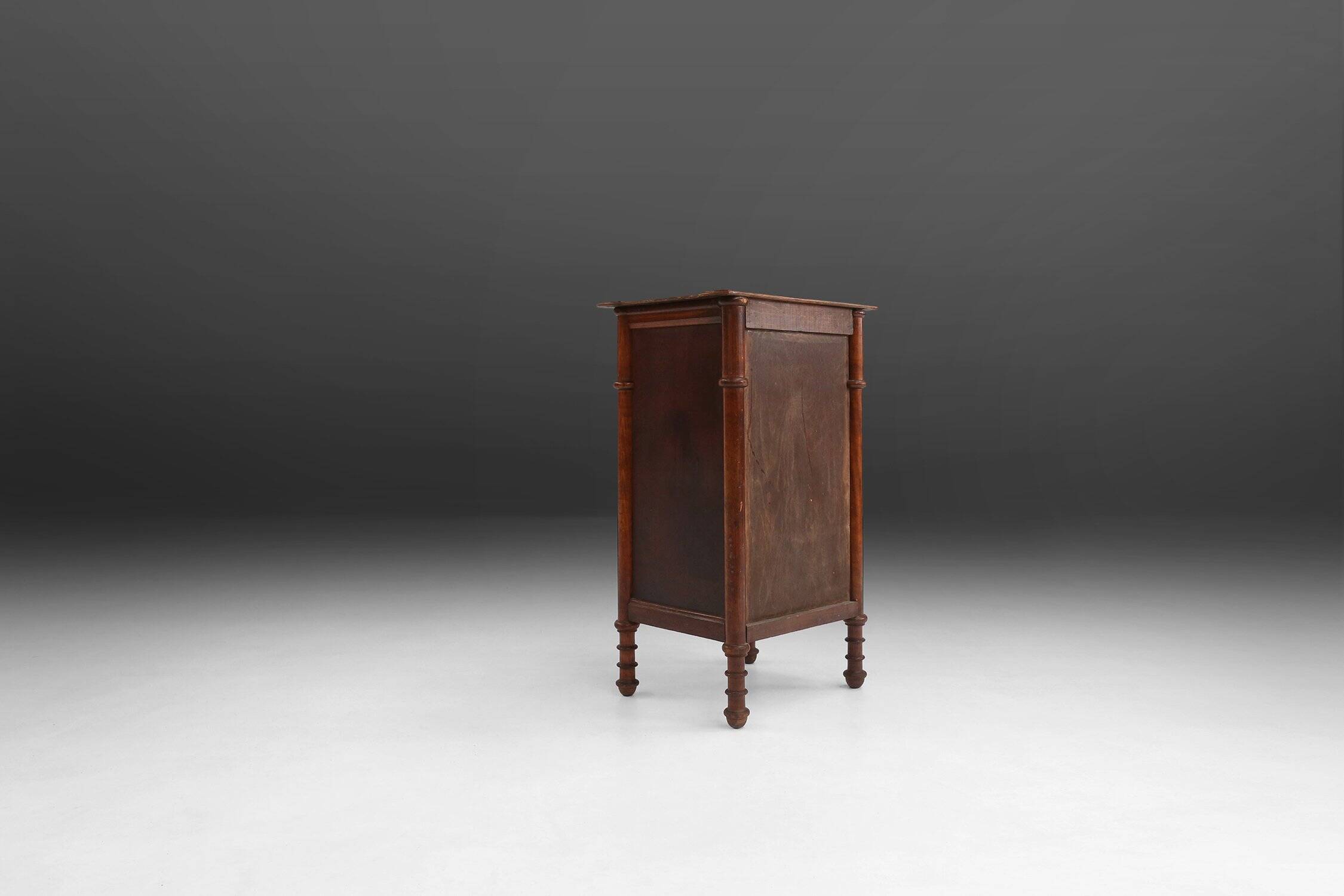 Sculptural Art Deco Nightstand in Dark-Stained Wood, Belgium 1930s