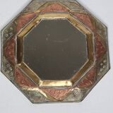 Set of two Moroccan brass mirrors in the shape of arches and octagonal