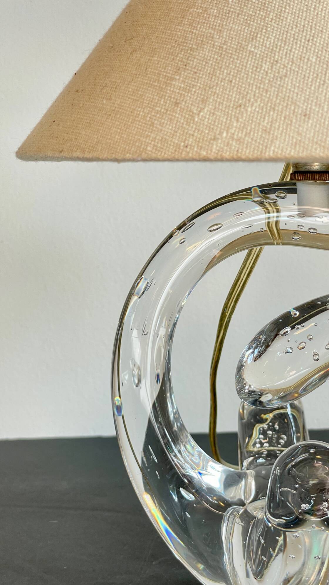Lampe cristal art déco gravée Paris France