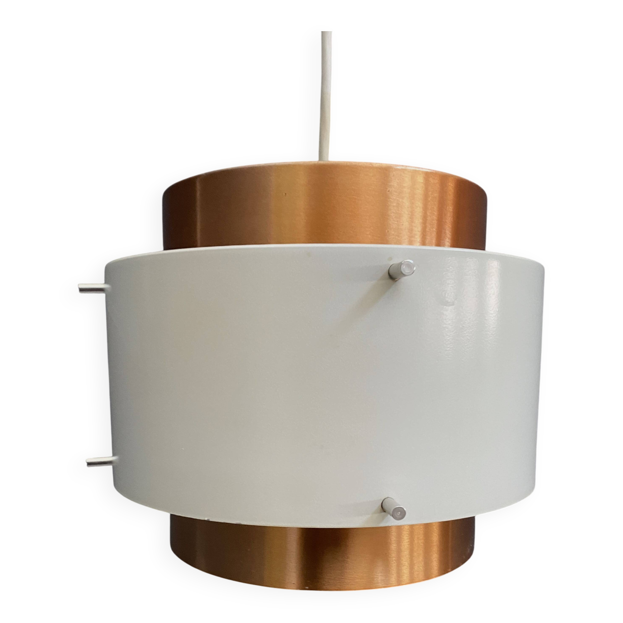 Metal, white and brass color pendant lamp by VEB 1960s