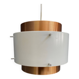 Metal, white and brass color pendant lamp by VEB 1960s