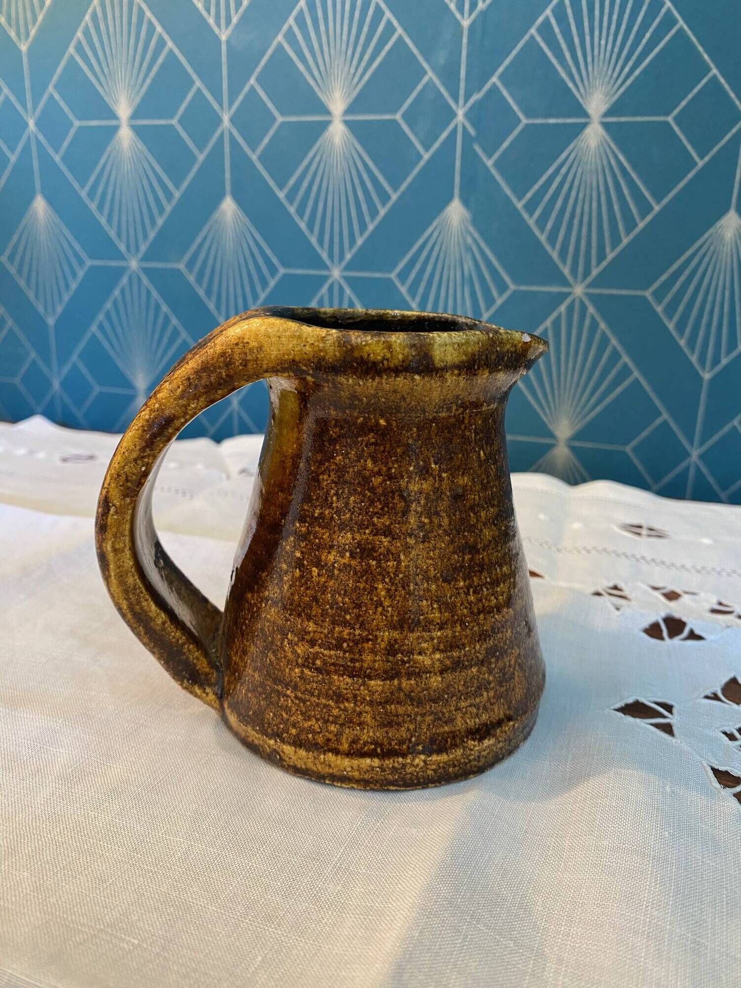 Accolay vintage 1950 ceramic jug & mustard pot signed double a