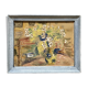 1930s/1950s, Watercolor Gouachée Figurant Un Intérieur Au Bouquet De Fleurs.