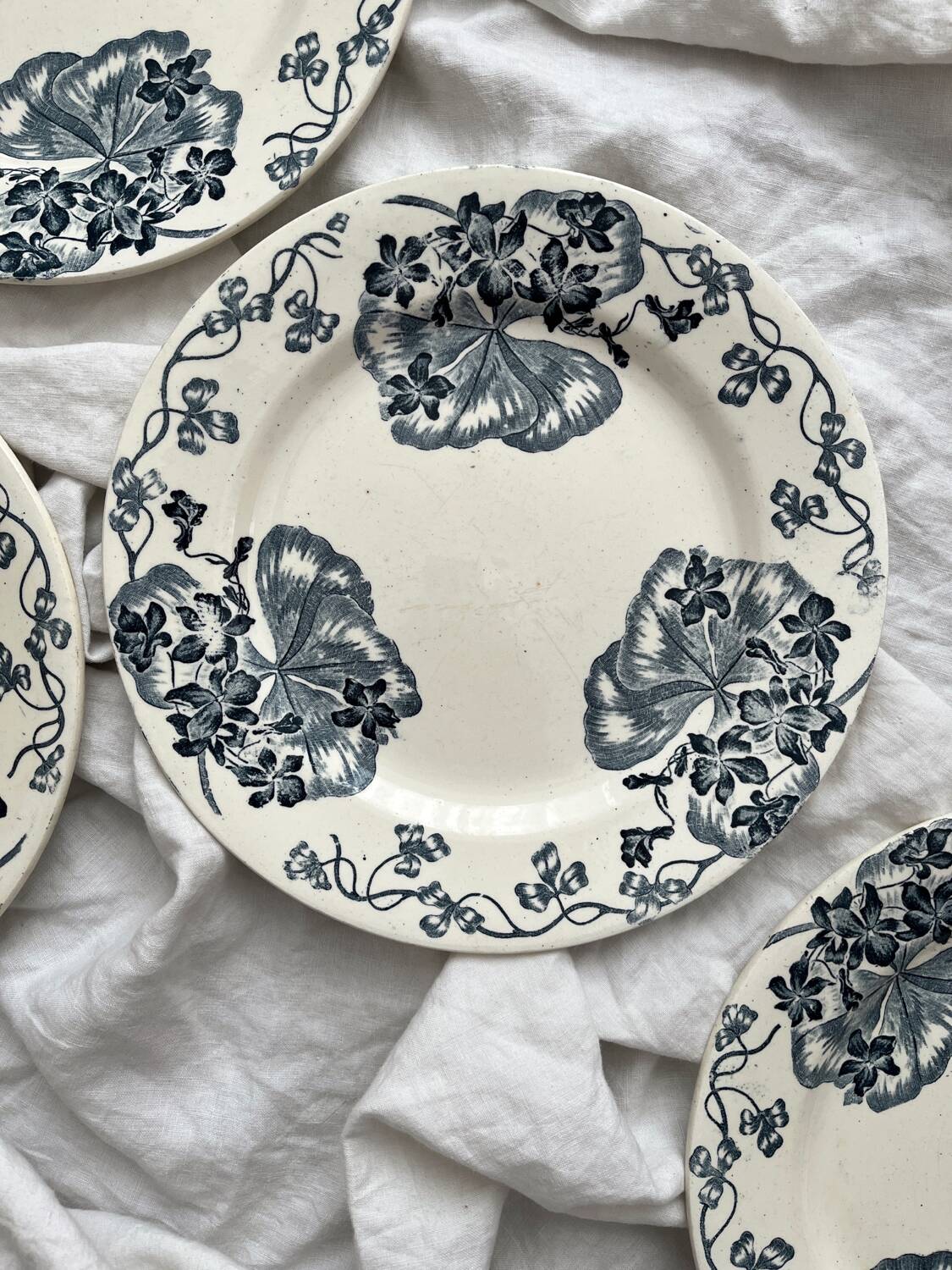 4 ironstone dinner plates “Les Violettes” Salins