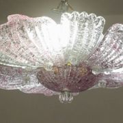 Plafonnier vintage en verre de Murano rose
