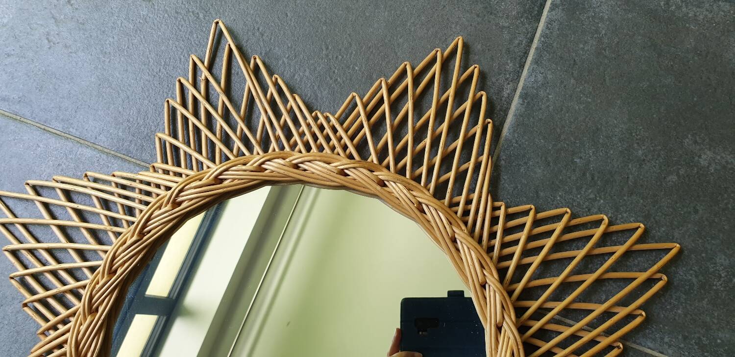 Rattan sun mirror 60 cm