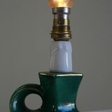 Vintage Green Ceramic French Lamp with Gold Accents