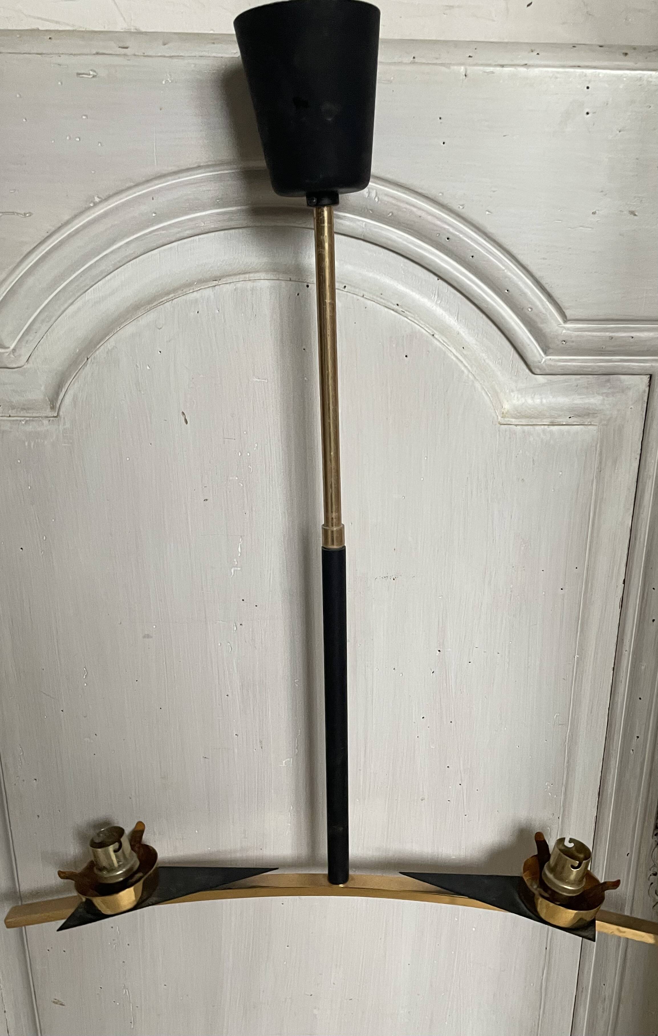 Maison Arlus Lunel pendant chandelier in brass and chiseled glass