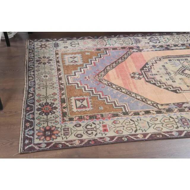 Vintage Turkish Oushak handmade wool cotton orange area rug 106x188