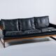 Scandinavian 3-seater sofa in leather and rosewood from the 60s