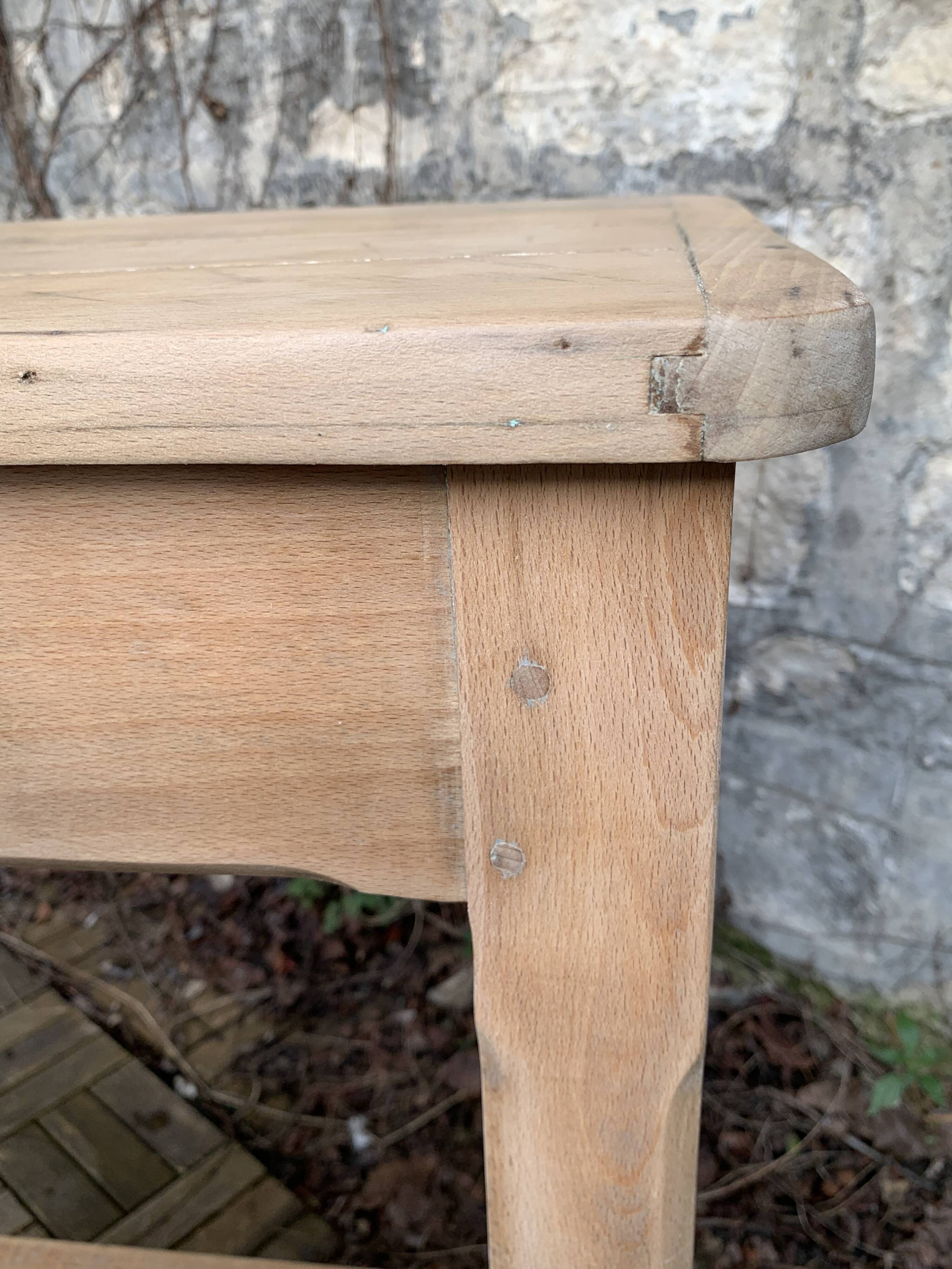 Art Deco farmhouse table in raw wood