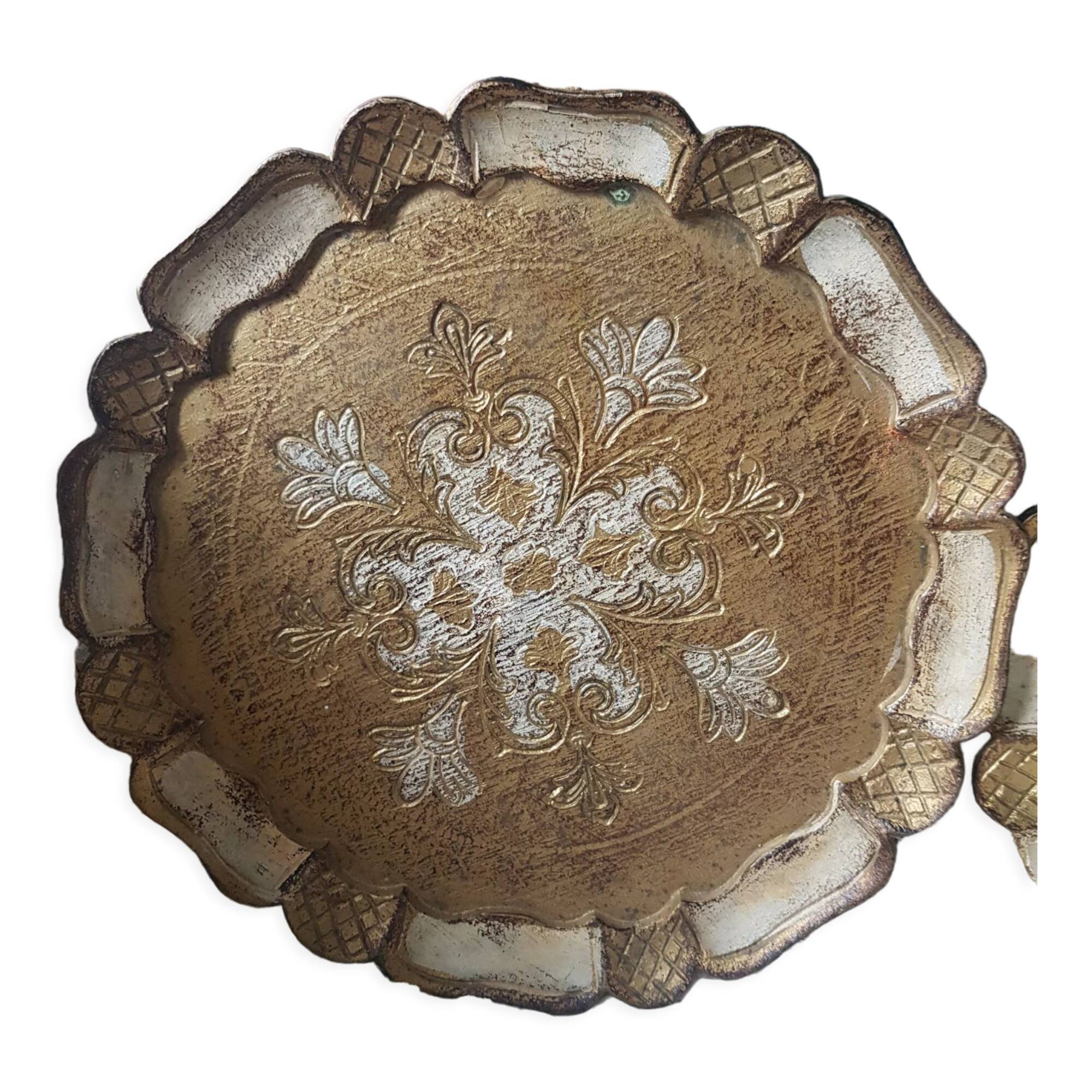 Duo de plateaux florentins en bois