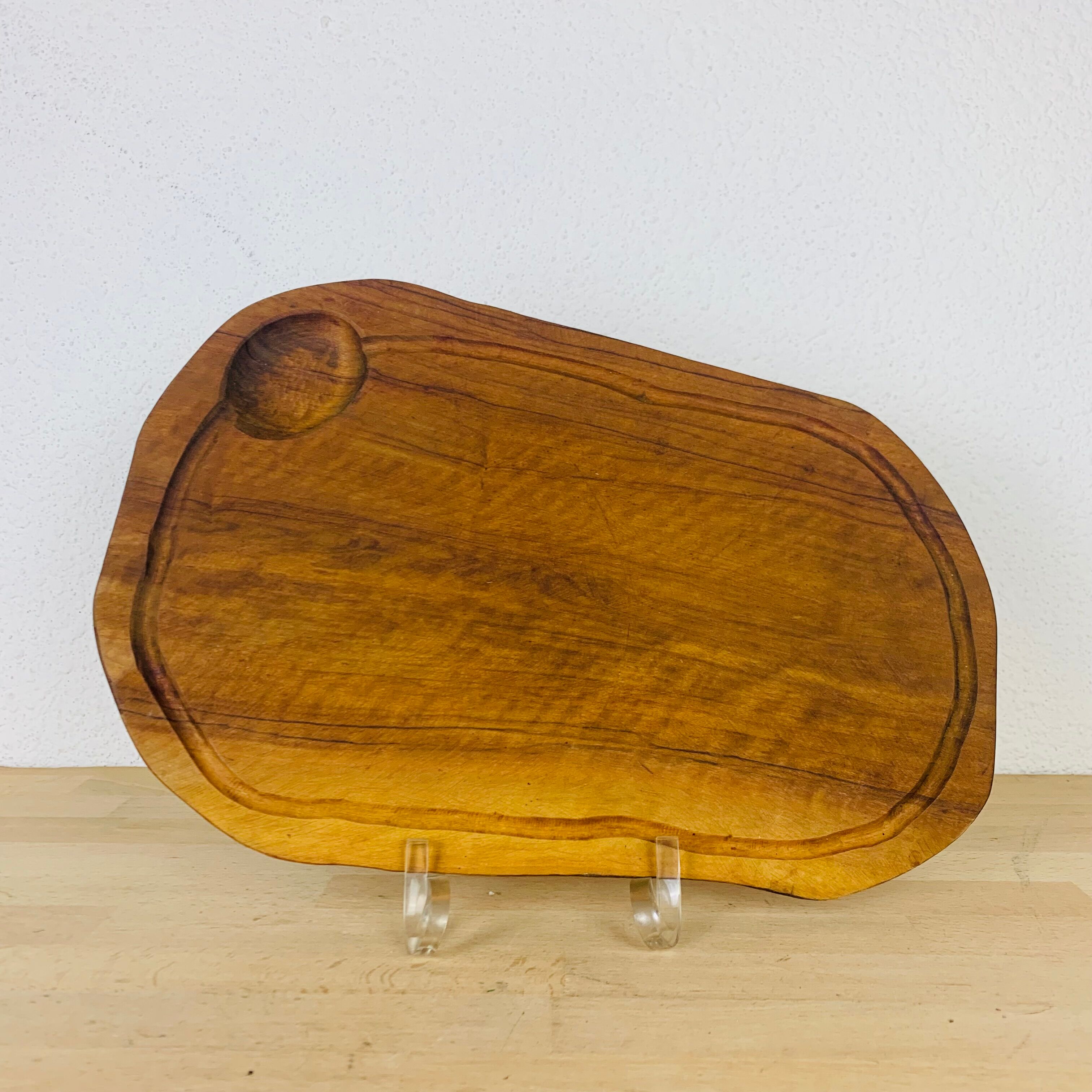 Olive wood cutting board brutalist brass feet