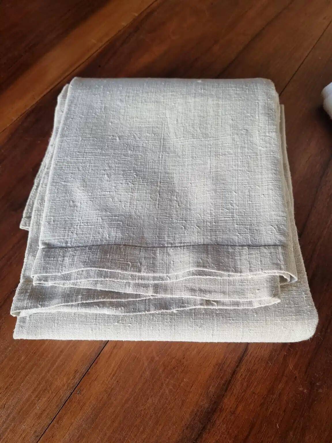 Antique French linen sheet – 19th century hand-woven hemp fabric (250×200 cm)