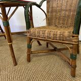 Ensemble table et fauteuils salon en rotin enfants