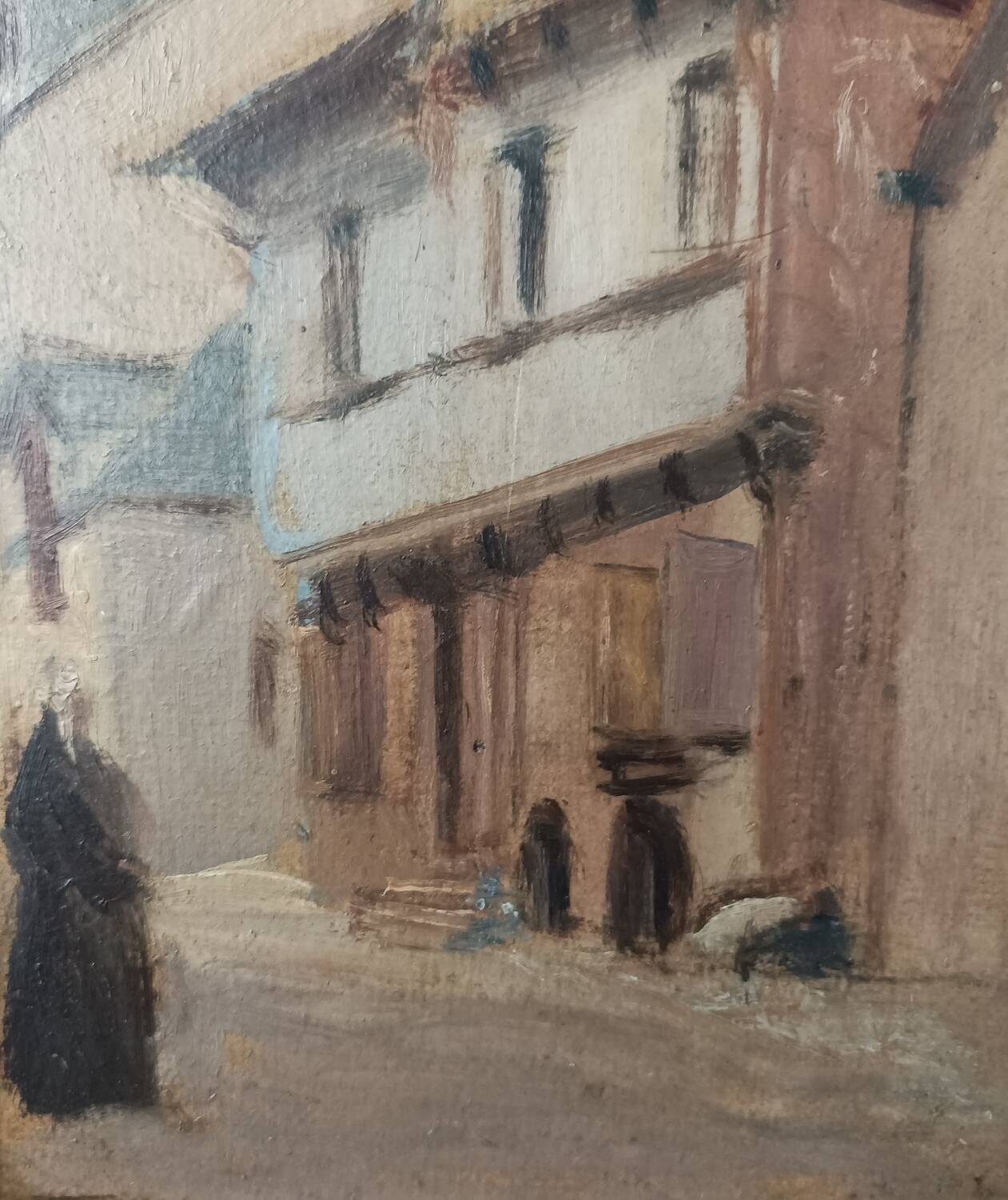 Small painting, village street in Brittany