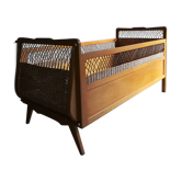 Beds in wood and rattan vintage