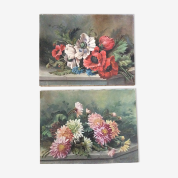 Deux tableaux fleurs  1922