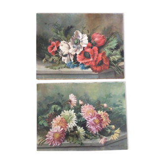 Deux tableaux fleurs  1922