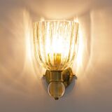 Barovier & Toso style  Brass and Pulegoso Murano Glass Sconces, Pair