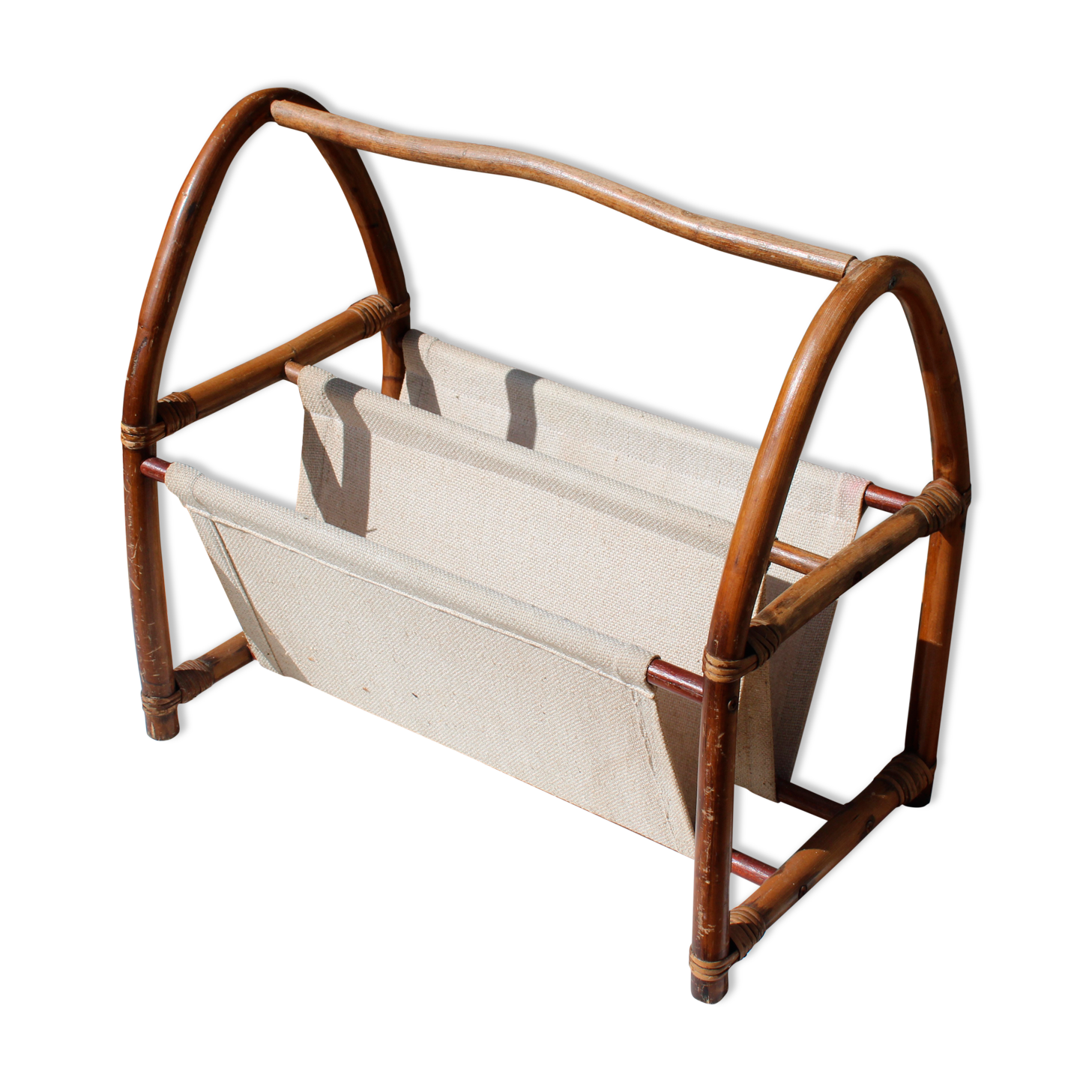 Rattan and jute magazine door