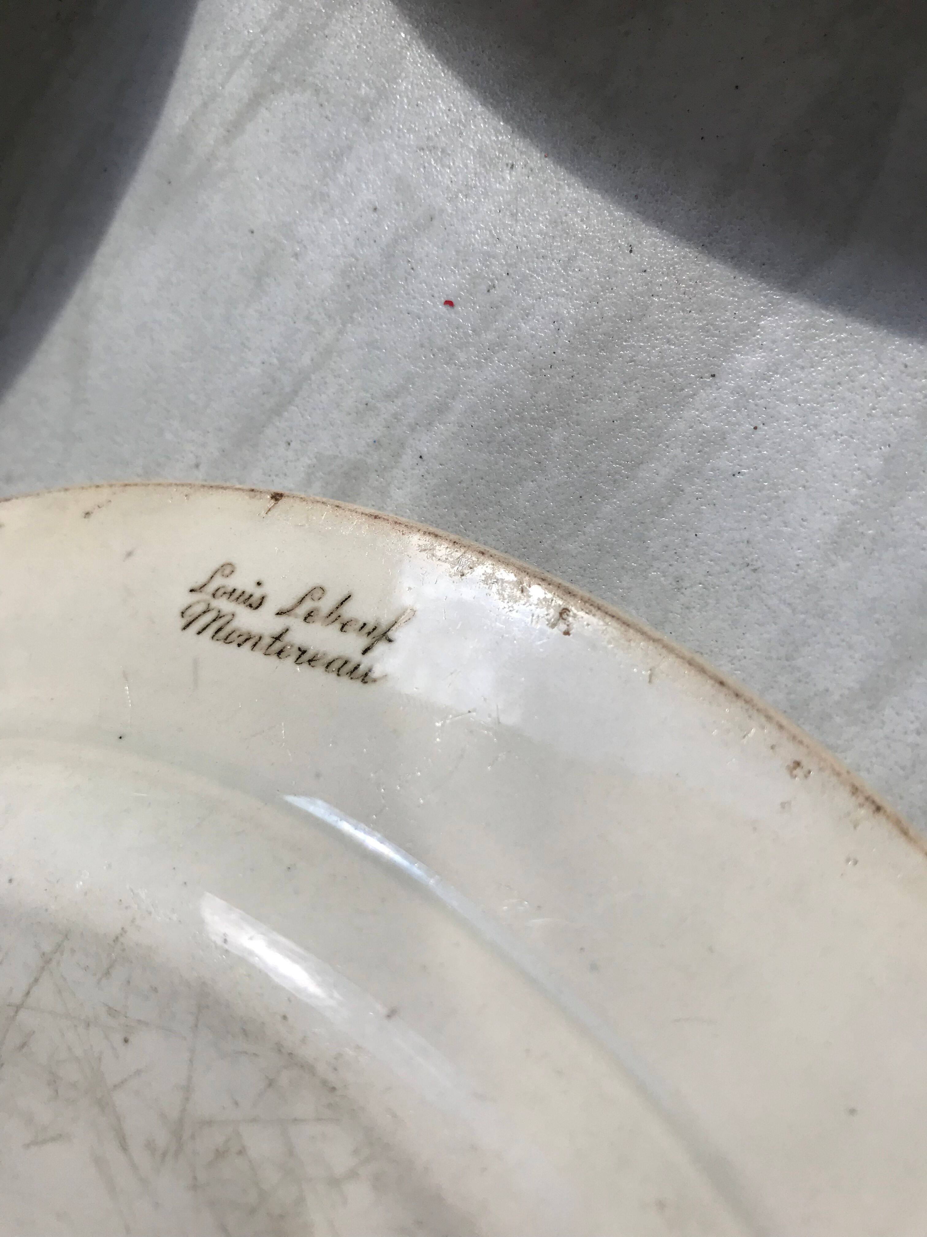 Set of 3 talking plates in Montereau earthenware "Louis Lebeuf Montereau"