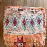 Moroccan Berber pouf orange and multicolored