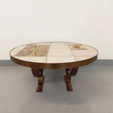 Table basse ronde vintage de Jean Gregorieff pour Roche Bobois des années 60 70 en céramique acier