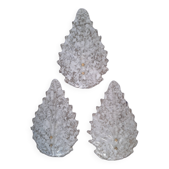 Lot de trois belles appliques en verre de Murano (Barovier Toso)