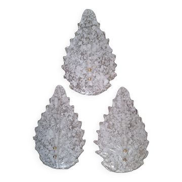 Lot de trois belles appliques en verre de Murano (Barovier Toso)