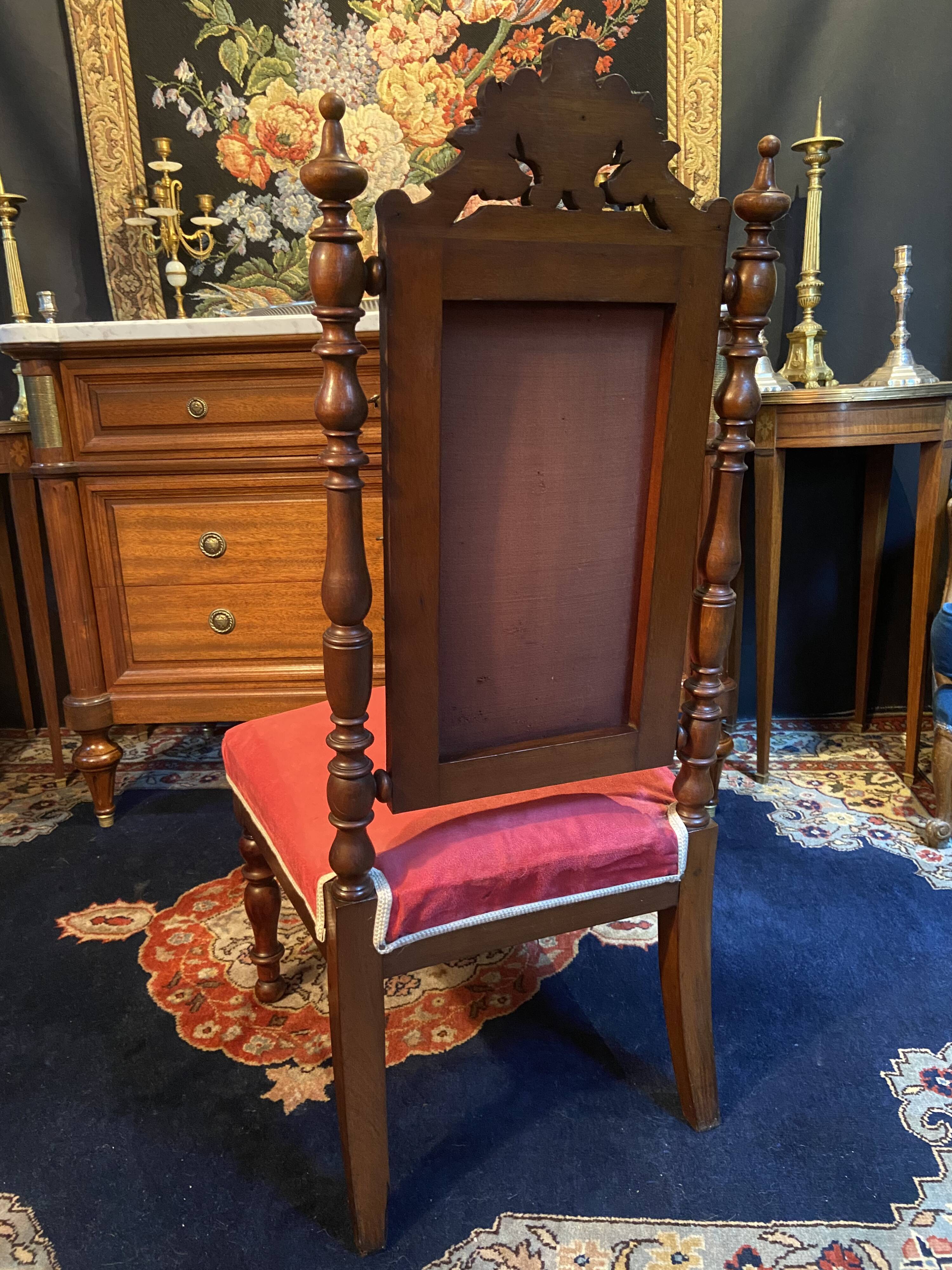 High-backed chaise longue in carved mahogany, 19th century, Napoleon III